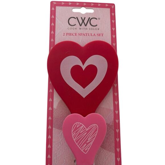 New CWC Cook With Color 2 Piece Heart Spatula Set - Picture 3 of 3